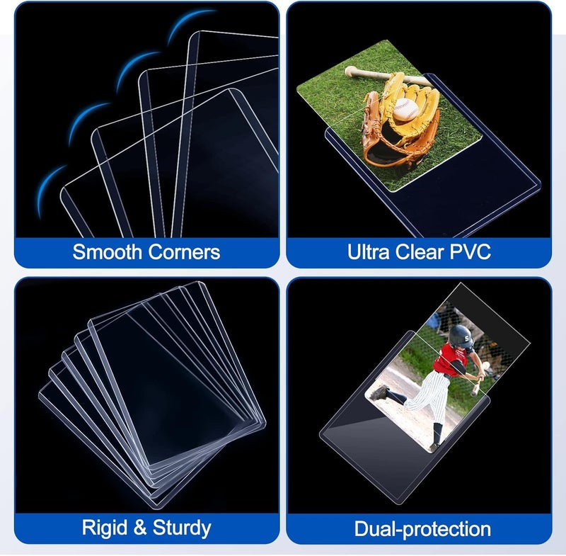 سويز 600 بطاقة تحميل علوية للبطاقات، Sooez Premium 35PT 3""X4"" واقيات بطاقات البيسبول من البلاستيك الصلب، حامل بطاقات، بطاقات ألعاب كرة القدم الرياضية التجارية (100 محمل علوي + 500 أكمام قرش) - Image 5